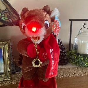 NEW 14” Dancing Rudolph The Red Nosed Reindeer saxophone-shiny nose glows.